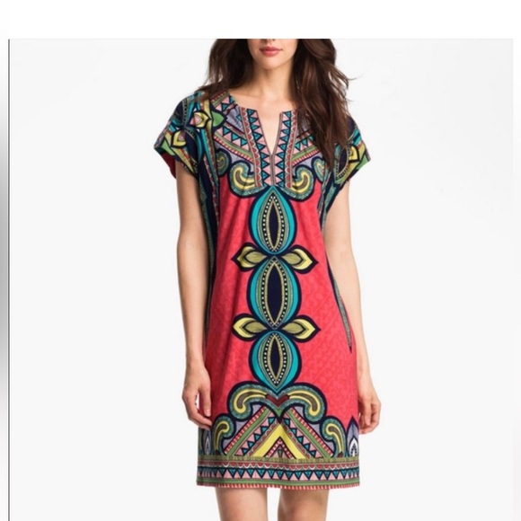Laundry by Shelli Segal Brightly Colored Tribal Print Shift Dress Size xs - Picture 1 of 9